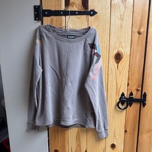 Hooey Taupe Crewneck Sweatshirt with Colorblock Sleeve Accents